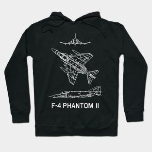 F-4 Phantom II American Jet Aircraft Fighter Bomber Plane Blueprints Hoodie